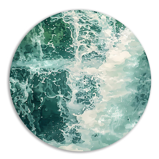 Abstracte dynamische waterval digitale kunst aluminium muurcirkel