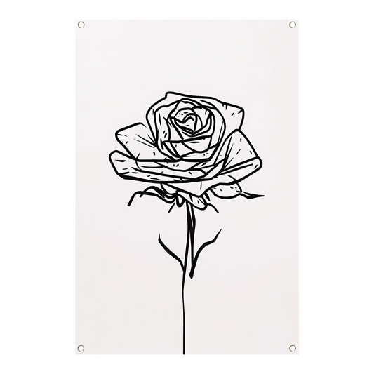 Minimalistische Zwarte Lijn Roos Illustratie tuinposter