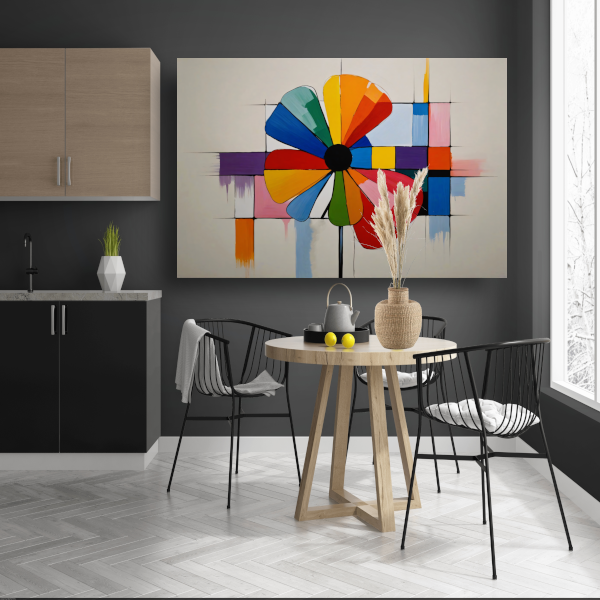 Abstracte Bloem in Mondriaan Stijl poster