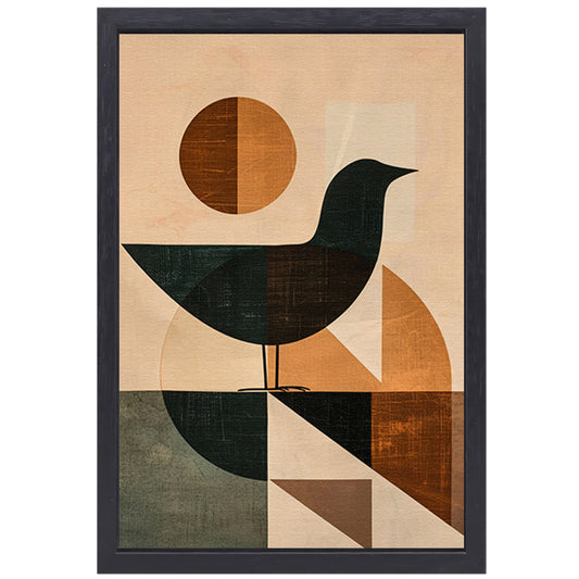 Abstracte vogel met geometrische vormen canvas met baklijst