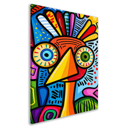 Kleurrijke abstracte vogel kunstprint canvas