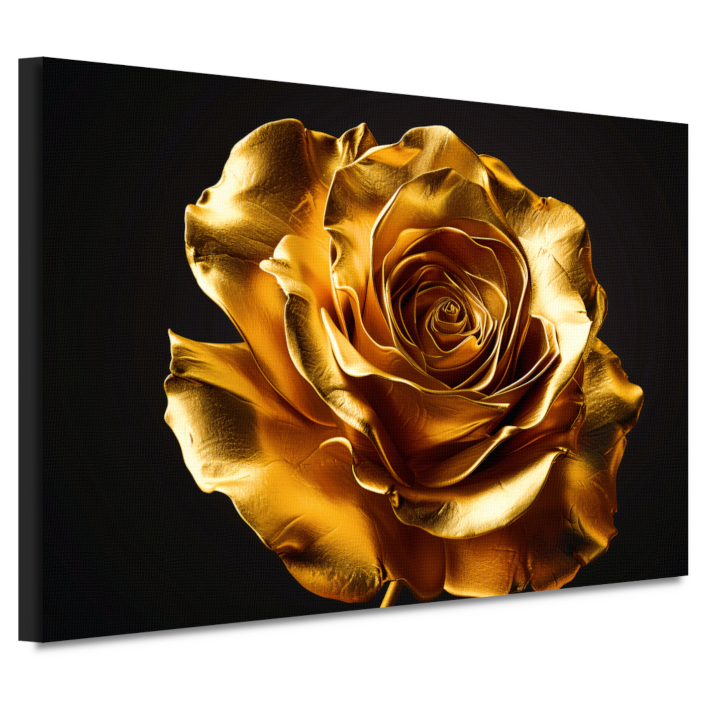 Gouden Roos Elegante Decoratie Zwarte Achtergrond canvas