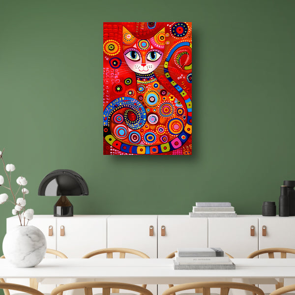 Kleurrijk abstract schilderij van een kat acrylglas