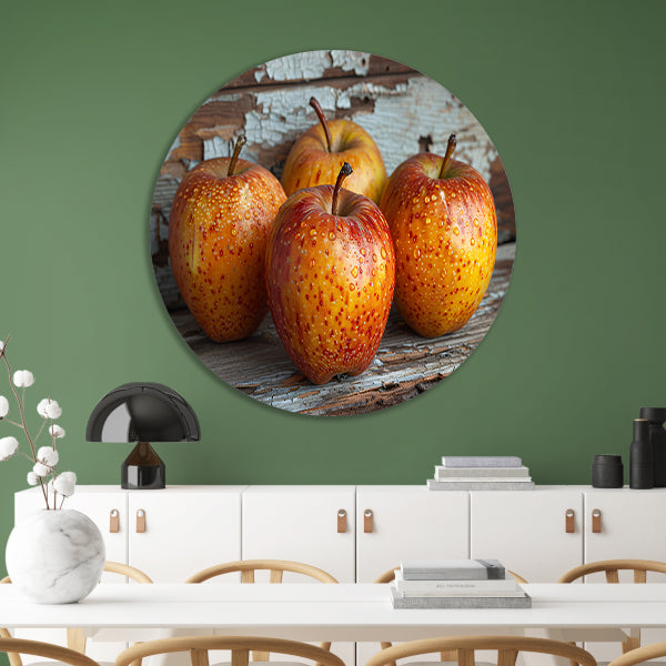 Minimalistisch stilleven met appels aluminium muurcirkel