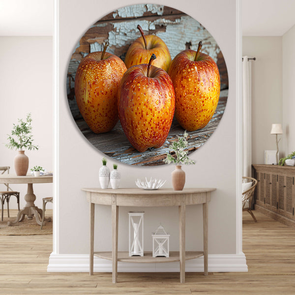 Minimalistisch stilleven met appels aluminium muurcirkel