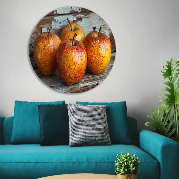 Minimalistisch stilleven met appels aluminium muurcirkel