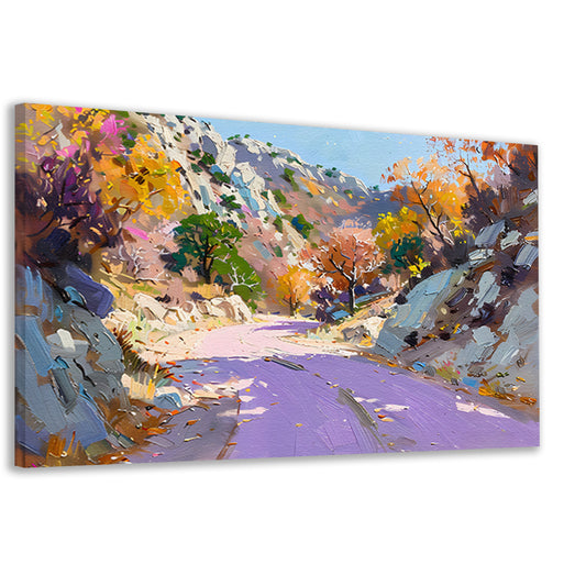 Kleurrijk herfstlandschap met kronkelende weg canvas