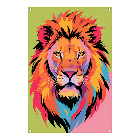 Kleurrijk popart-leeuw portret voor interieur tuinposter