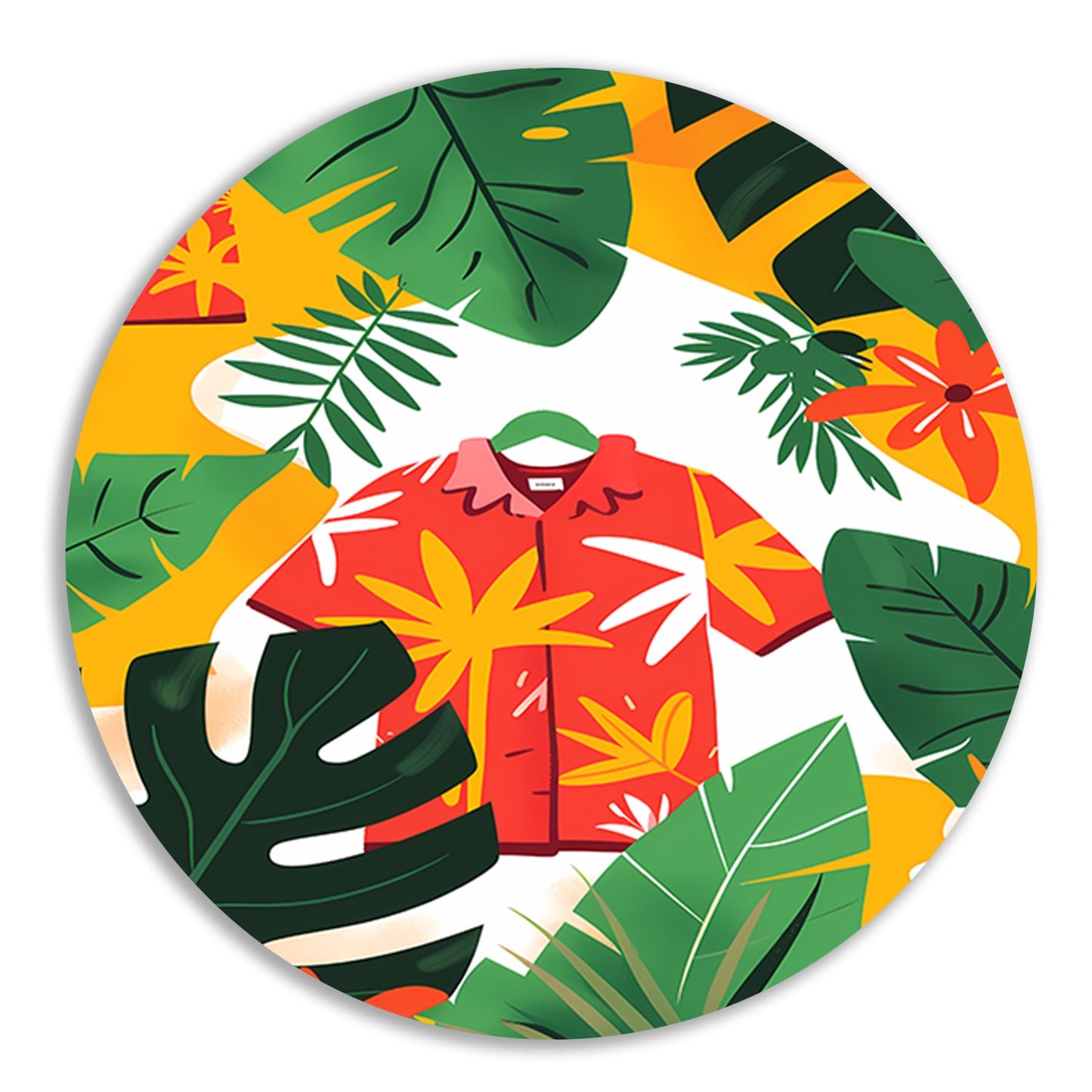 Kleurrijk Tropisch Bloemenshirt aluminium muurcirkel