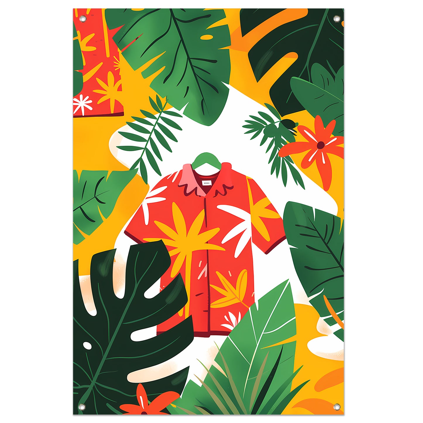 Kleurrijk Tropisch Bloemenshirt tuinposter