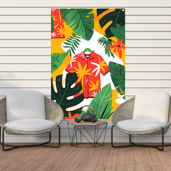 Kleurrijk Tropisch Bloemenshirt tuinposter
