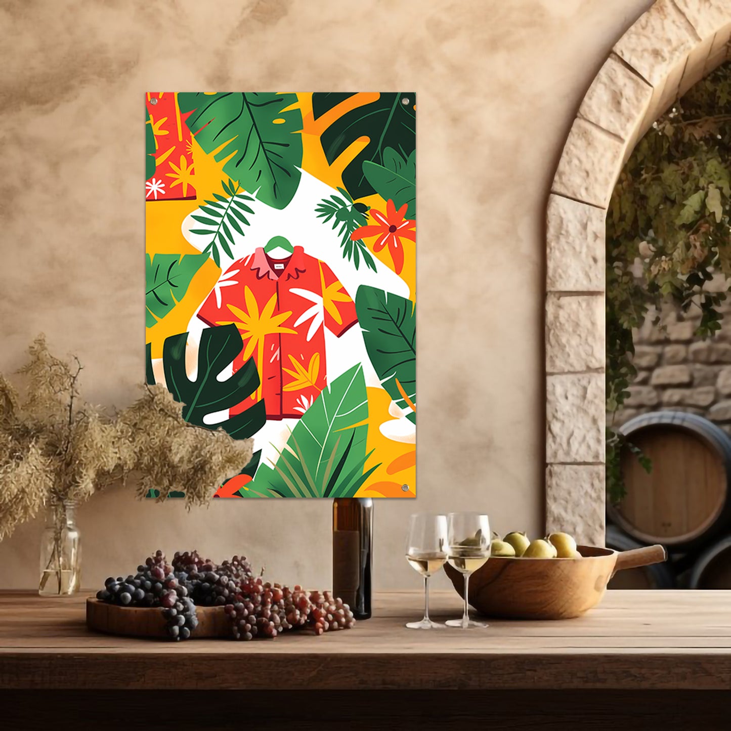 Kleurrijk Tropisch Bloemenshirt tuinposter