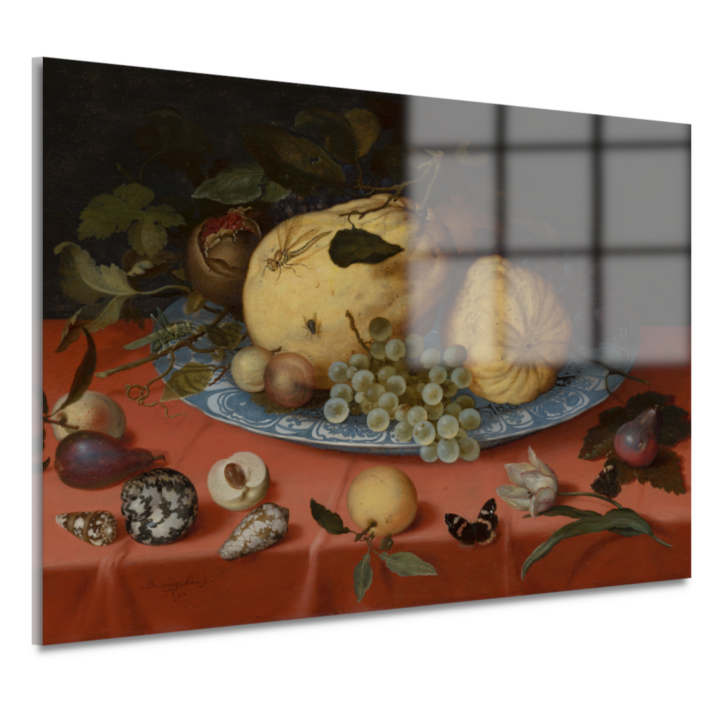 Fruitstilleven met schelpen en tulp - Balthasar van der Ast acrylglas