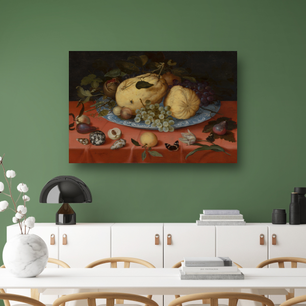 Fruitstilleven met schelpen en tulp - Balthasar van der Ast canvas