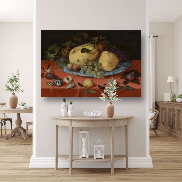 Fruitstilleven met schelpen en tulp - Balthasar van der Ast canvas