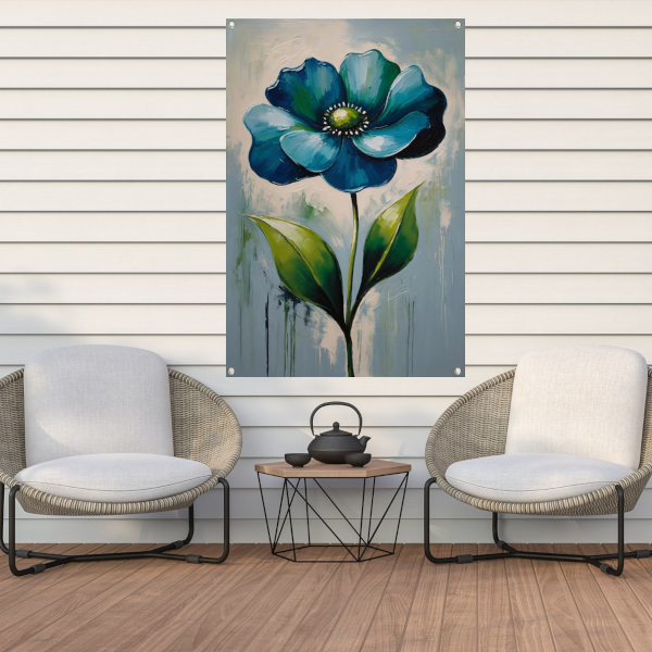 Impressionistische Blauwe Bloem tuinposter