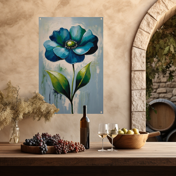Impressionistische Blauwe Bloem tuinposter