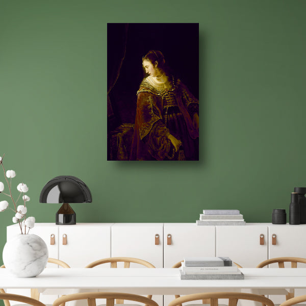 Vrouw aan haar kaptafel - Ferdinand Bol poster