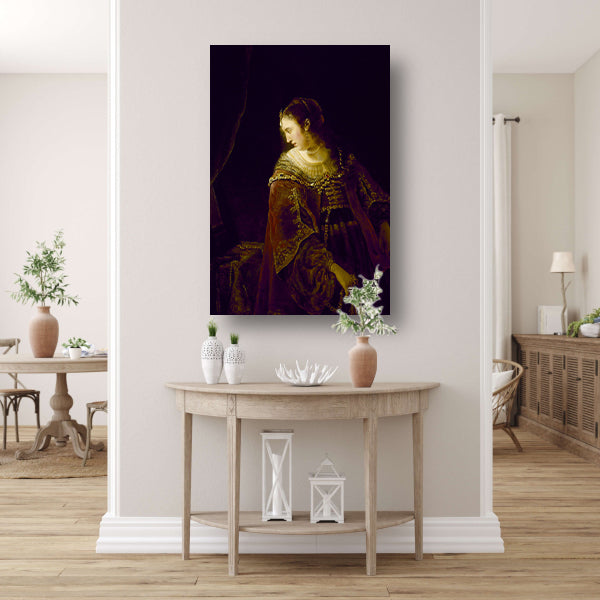 Vrouw aan haar kaptafel - Ferdinand Bol poster