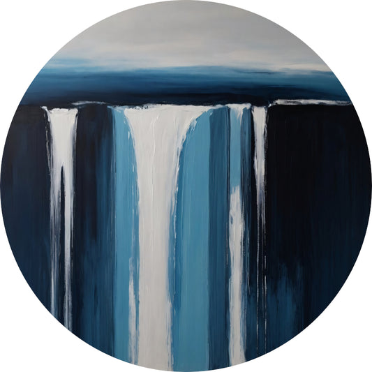 Abstracte Visie van een Serene Waterval aluminium muurcirkel