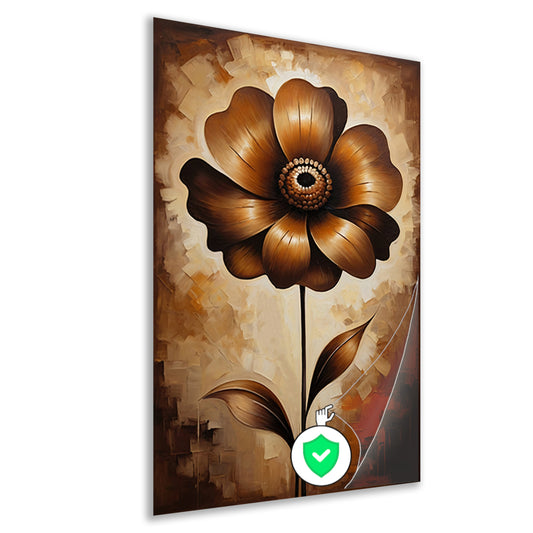 Abstracte Sepia Bloem in Olieverfstijl poster