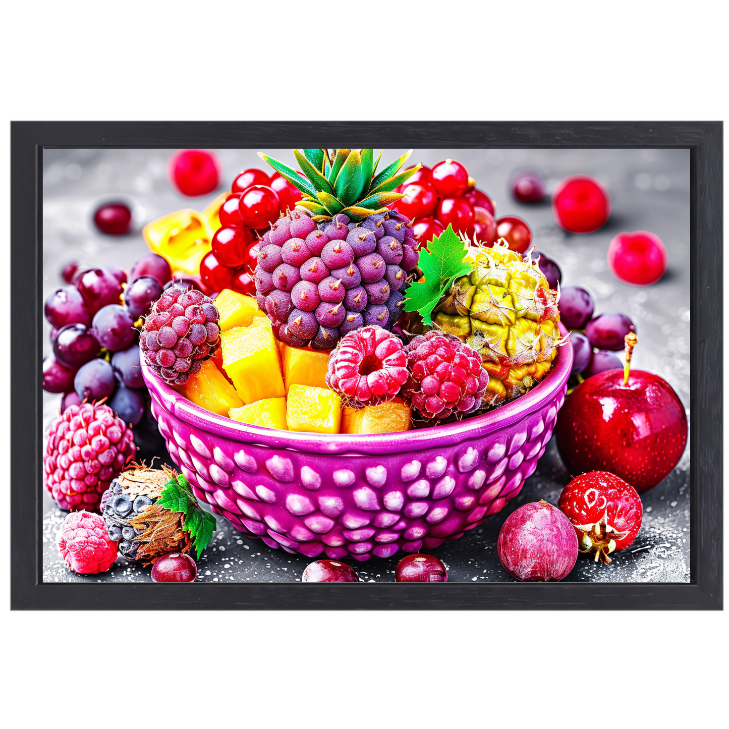 Levendige Fruitcompositie in Kleurrijke Schikking canvas met baklijst
