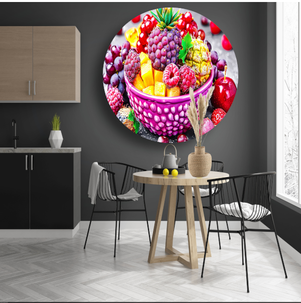 Levendige Fruitcompositie in Kleurrijke Schikking aluminium muurcirkel