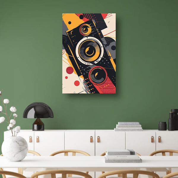 Abstract luidsprekers met Kleurrijk verfspatten canvas