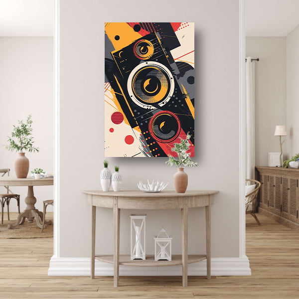 Abstract luidsprekers met Kleurrijk verfspatten canvas