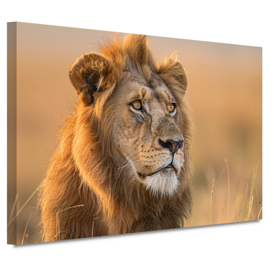 Majestueuze Leeuw in Gouden Avondlicht canvas