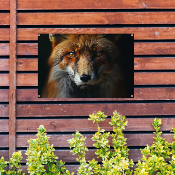 Intrigerende vos in schemerlicht tuinposter