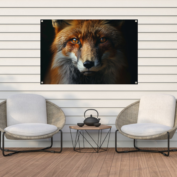 Intrigerende vos in schemerlicht tuinposter