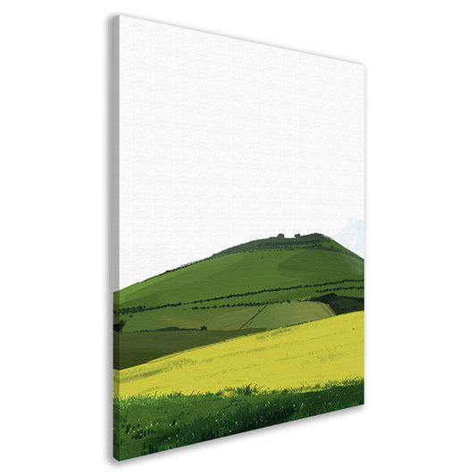 Minimalistisch groen heuvelachtig landschap schilderij canvas