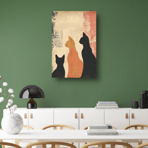Abstracte Katten Silhouetten op Textuur poster