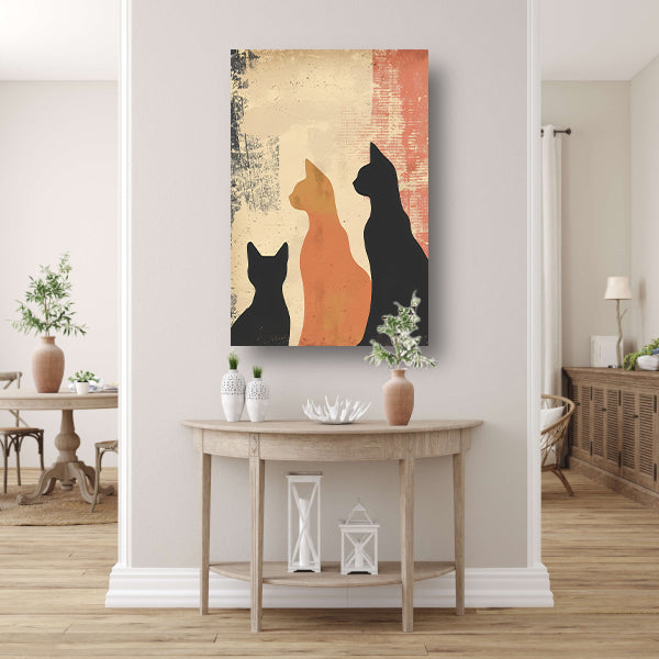 Abstracte Katten Silhouetten op Textuur poster