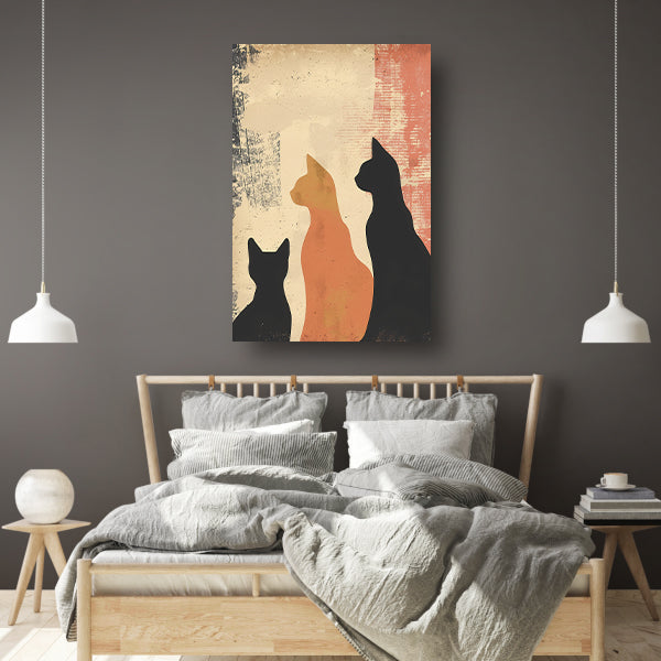 Abstracte Katten Silhouetten op Textuur poster