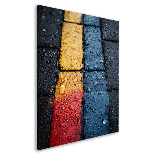 Abstract Straatstenen Met Kleurrijk Regenreflecties canvas