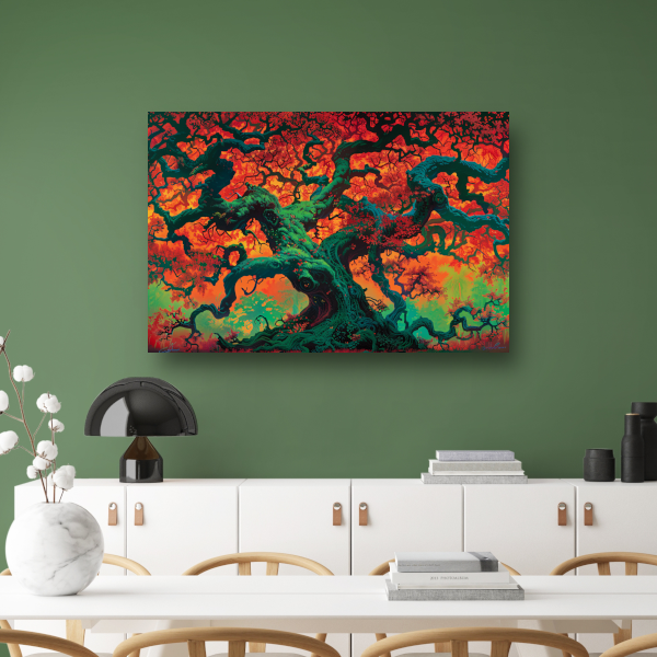Eikenboom in herfstkleuren canvas