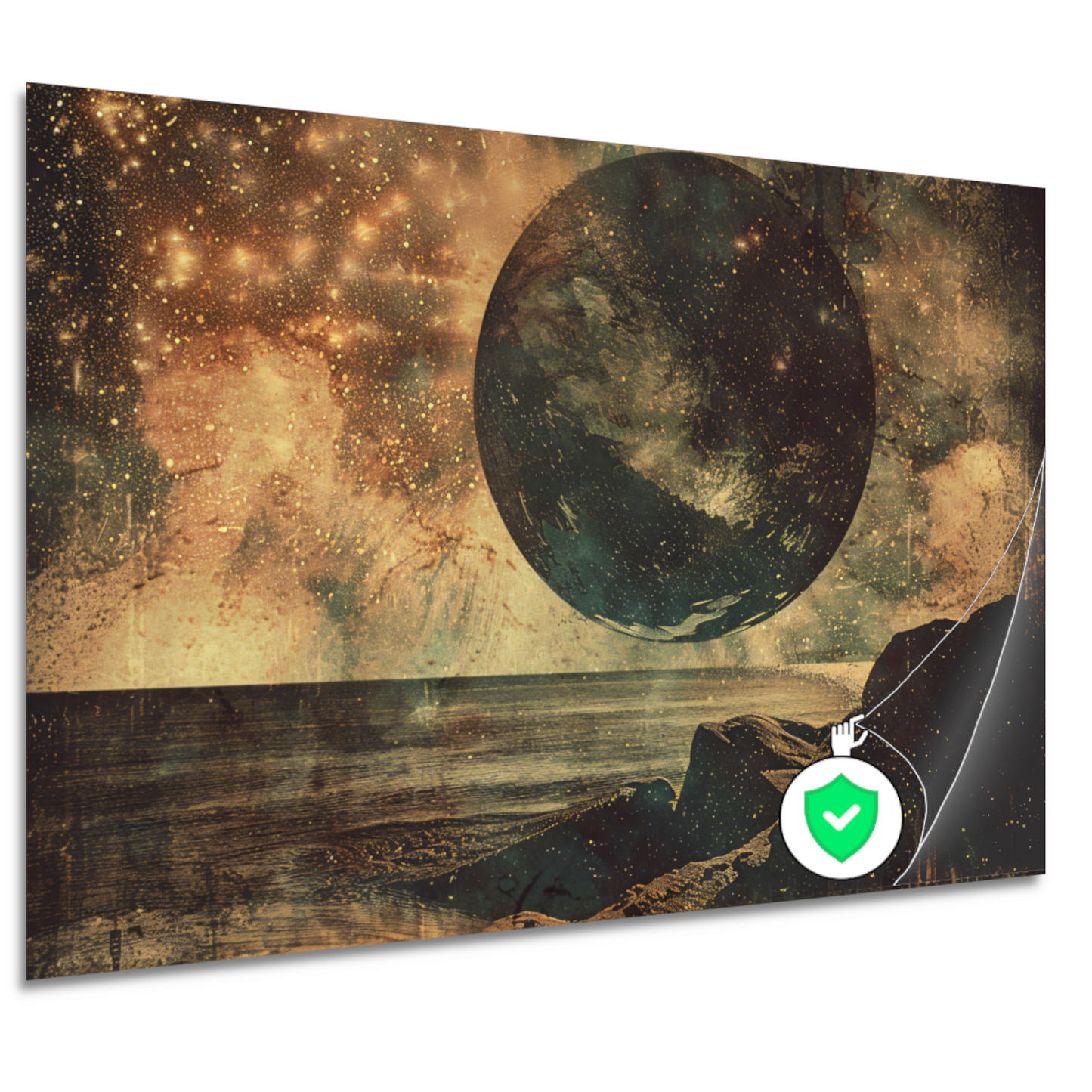 Gouden Kosmische Gloed Boven Zee poster