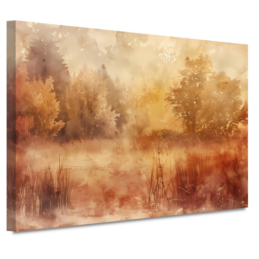 Nevelig sepia boslandschap in herfstsfeer canvas