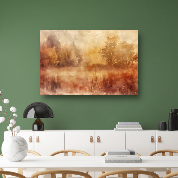 Nevelig sepia boslandschap in herfstsfeer canvas