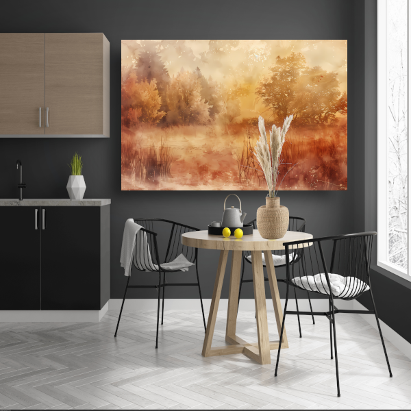 Nevelig sepia boslandschap in herfstsfeer canvas