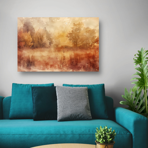 Nevelig sepia boslandschap in herfstsfeer canvas