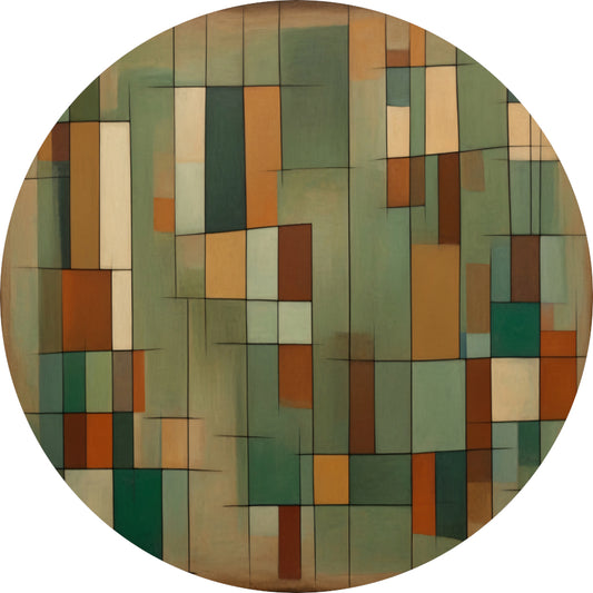 Harmonie van geometrie en natuurlijke tinten aluminium muurcirkel