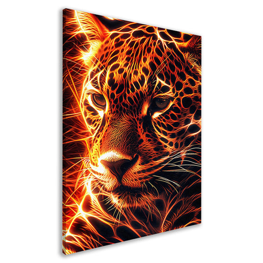 Vurige digitale kunst van majestueuze jaguar canvas