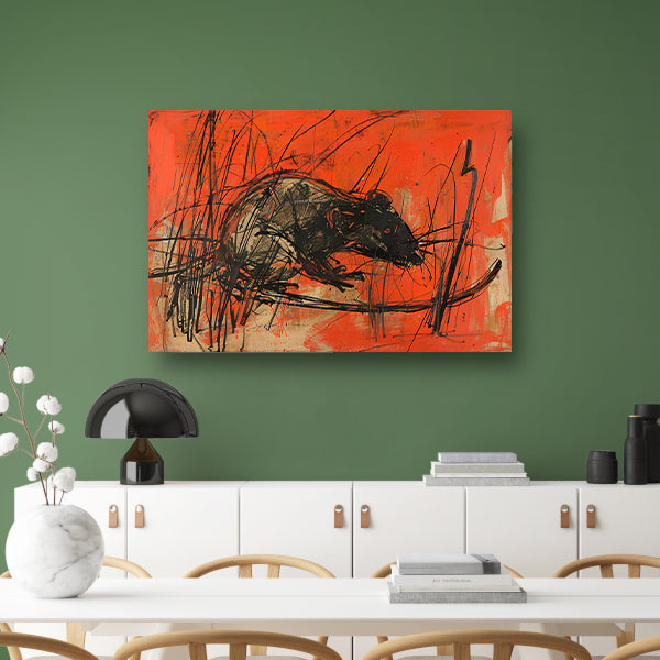 Abstracte rat in rood en zwart poster