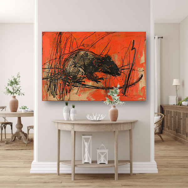 Abstracte rat in rood en zwart poster