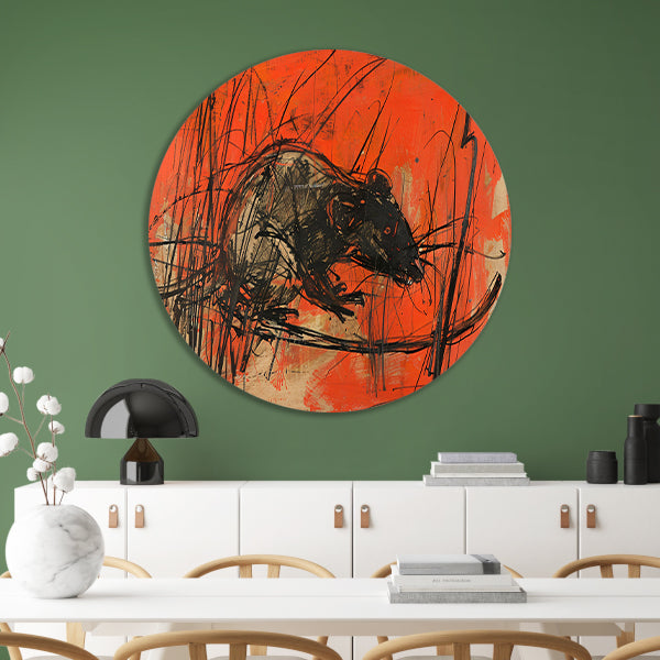 Abstracte rat in rood en zwart forex muurcirkel