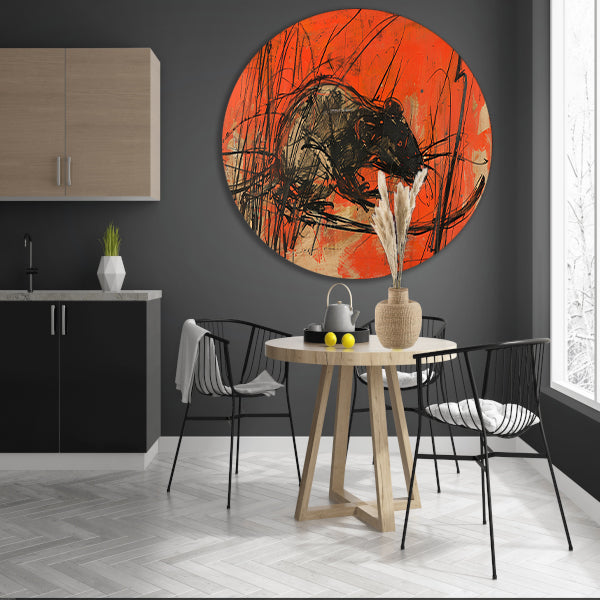 Abstracte rat in rood en zwart forex muurcirkel