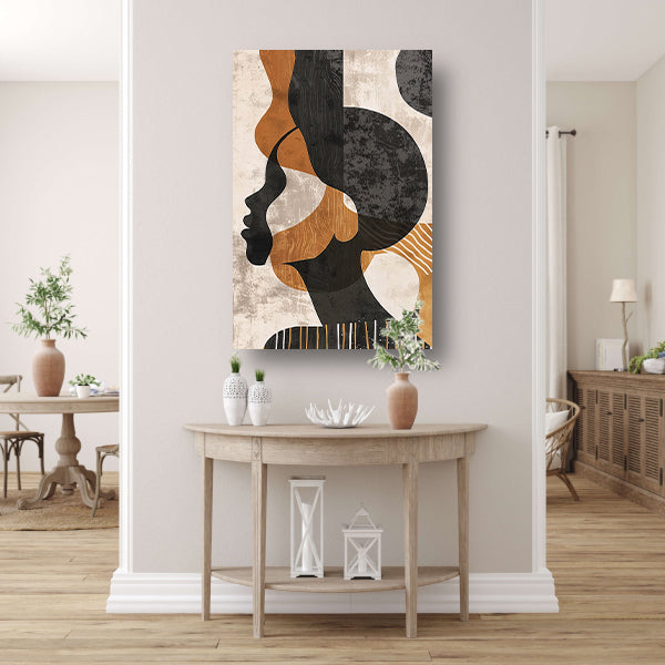 Abstract Silhouet in Aardetinten en Monochroom canvas